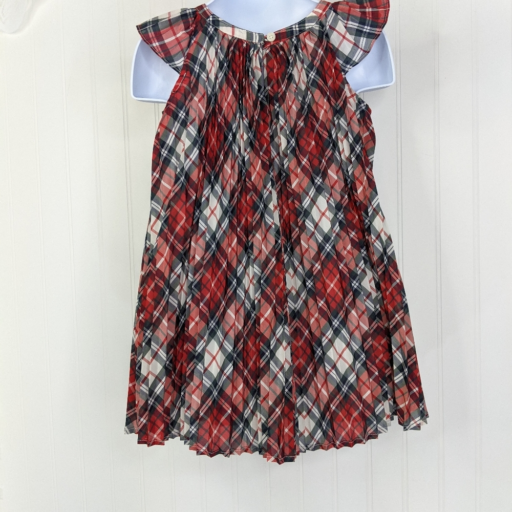 BABY GAP Pleated Flutter Tartan Plaid Holiday Dress Sz 3T - Picture 10 of 14